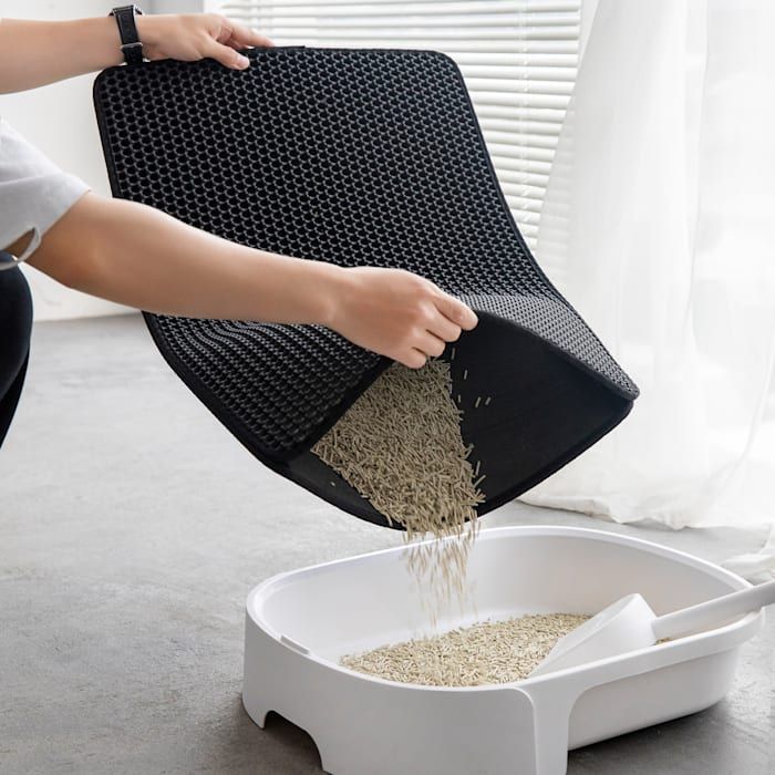 Tapis de litière pour chat en EVA double couche en nid d'abeille